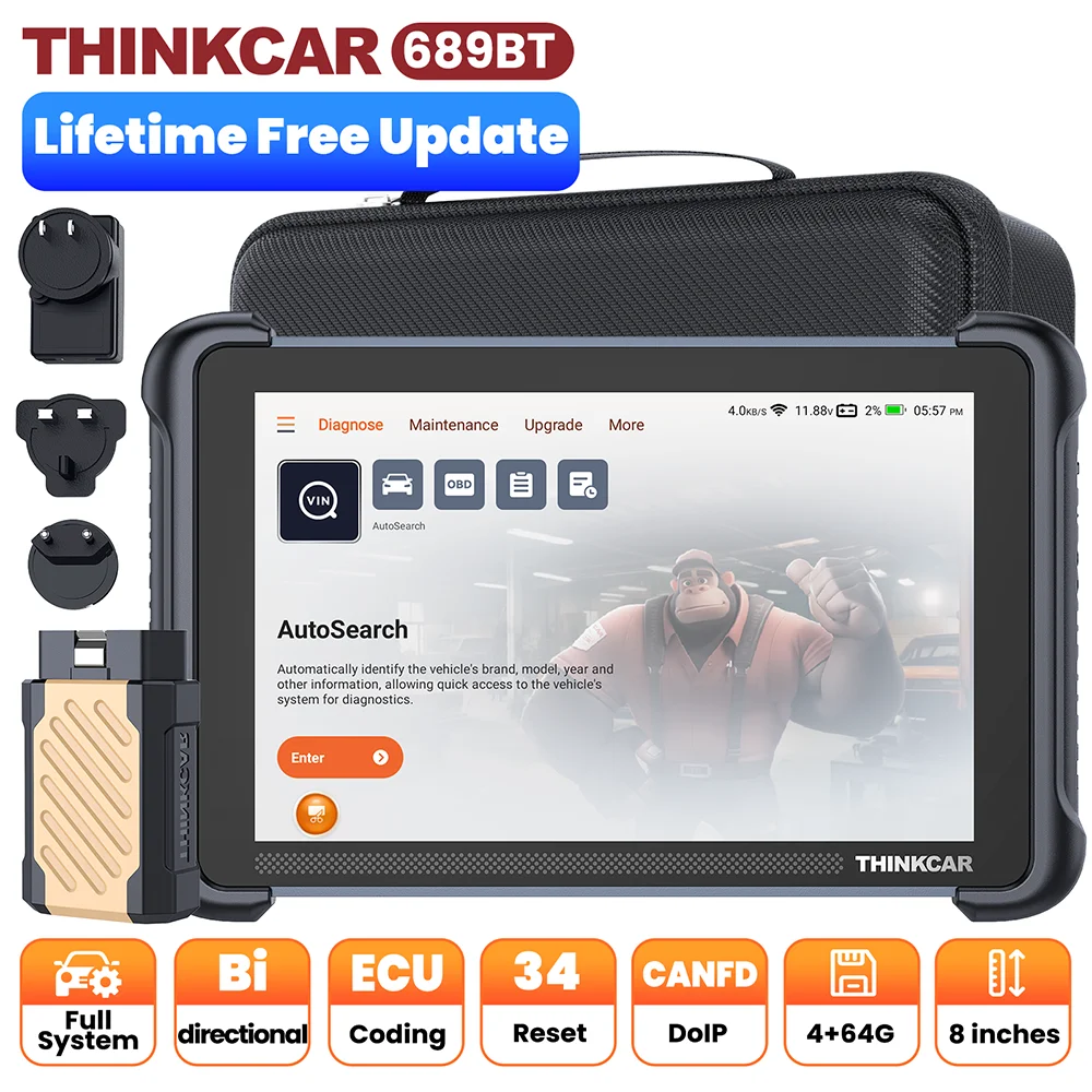 Lifetime Free Update THINKCAR THINKSCAN 689BT OBD2 Diagnostic Tool DOIP CAN FD All System Bi-directional ECU Coding 34 Resets