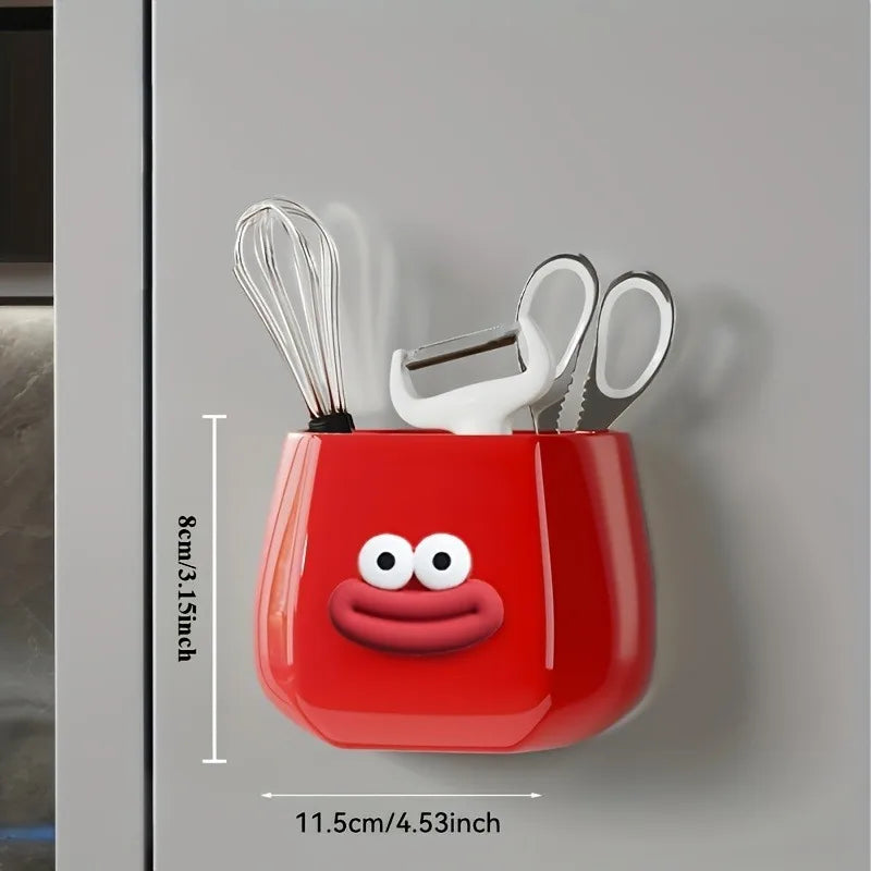 1pc Multifunctional Magnetic Storage Box, Pen Holder & Organizer W/Stickers for Home Office Desk , Pencils Tools Accessories