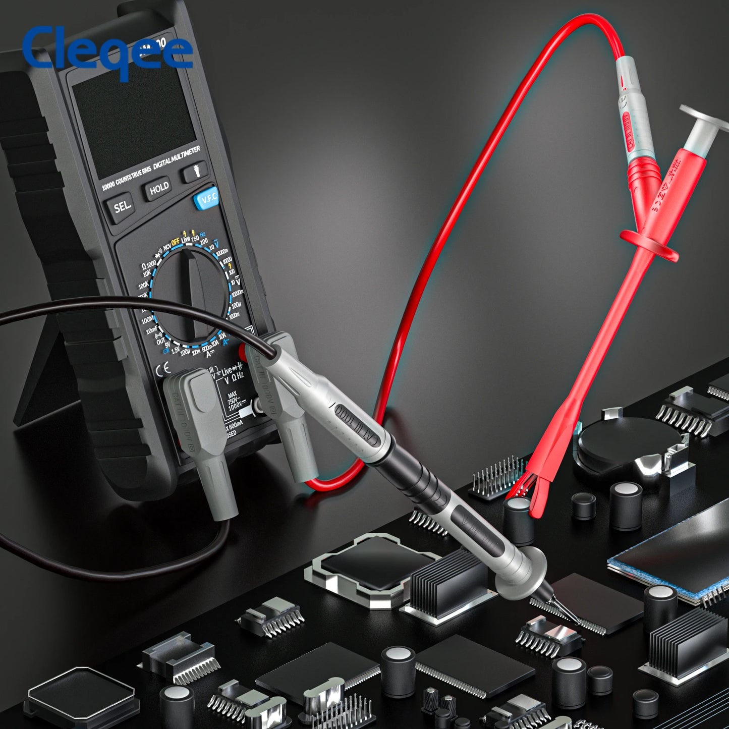 Cleqee CKT015 Multimeter Test Leads Kit with High Voltage Alligator Clip Test Hooks,Wire Piercing Probes,for Electrical Testing