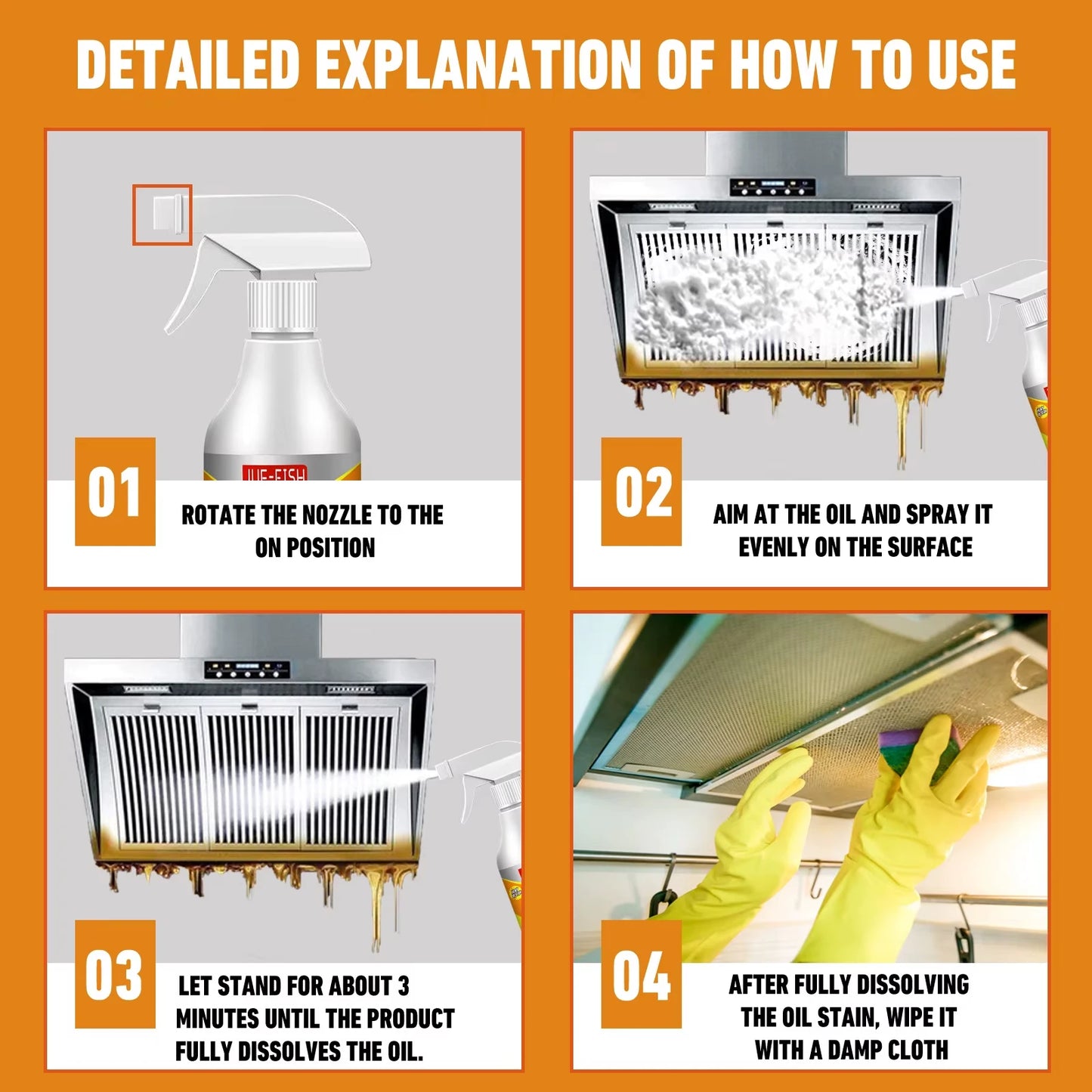 Heavy Oil Bubble Spray Cleaner Powerful Stains Remover Foam Cleaner for Grills Ovens Cooktop Kitchen Magic Household Degreaser