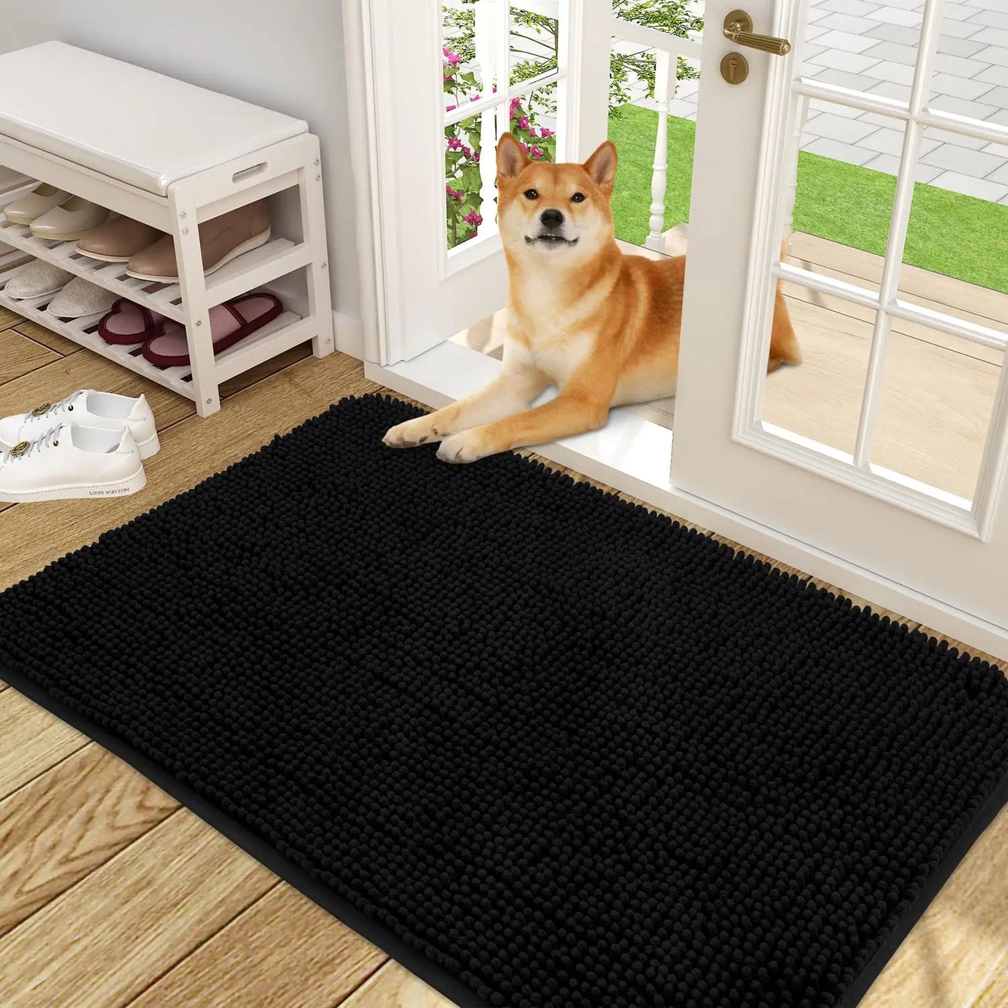 Olanly Dogs Entry Indoor Door Mat Dirt Absorbent Non-Slip Washable Mat Quick Dry Microfiber Mud Mat Dog Door Mat For Muddy Paws