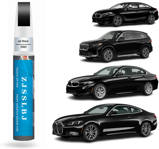 Car Touch Up Paint(Jet Black(668)) for BMW, Car Paint Scratch Repair Kit, Quick & Easy Solution to Repair, 2 in 1 Scratch Remove