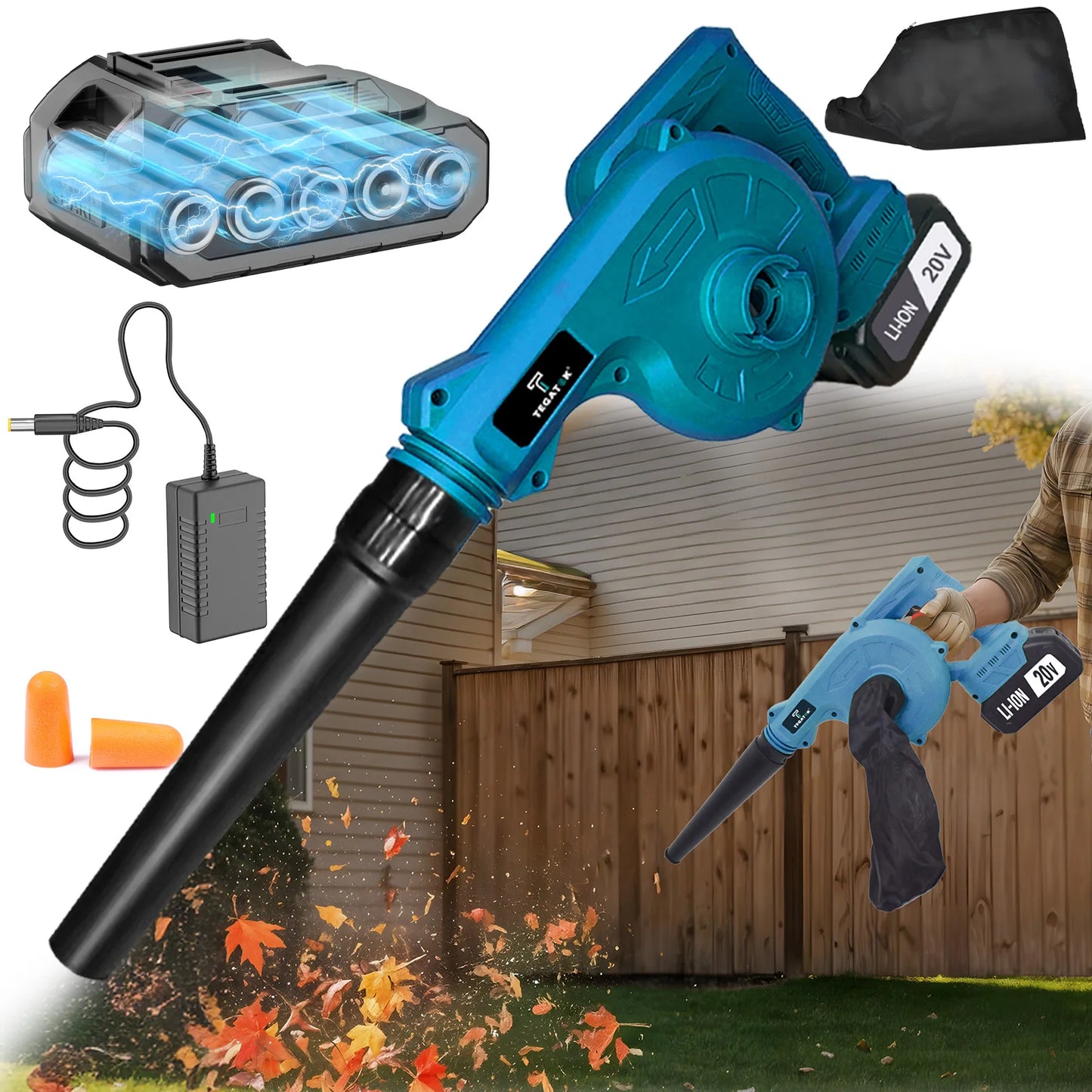 Brushless Electric Blade Blower Handheld Turbo Blower Multifunctional Blade and Snow Removal Tool with Battery