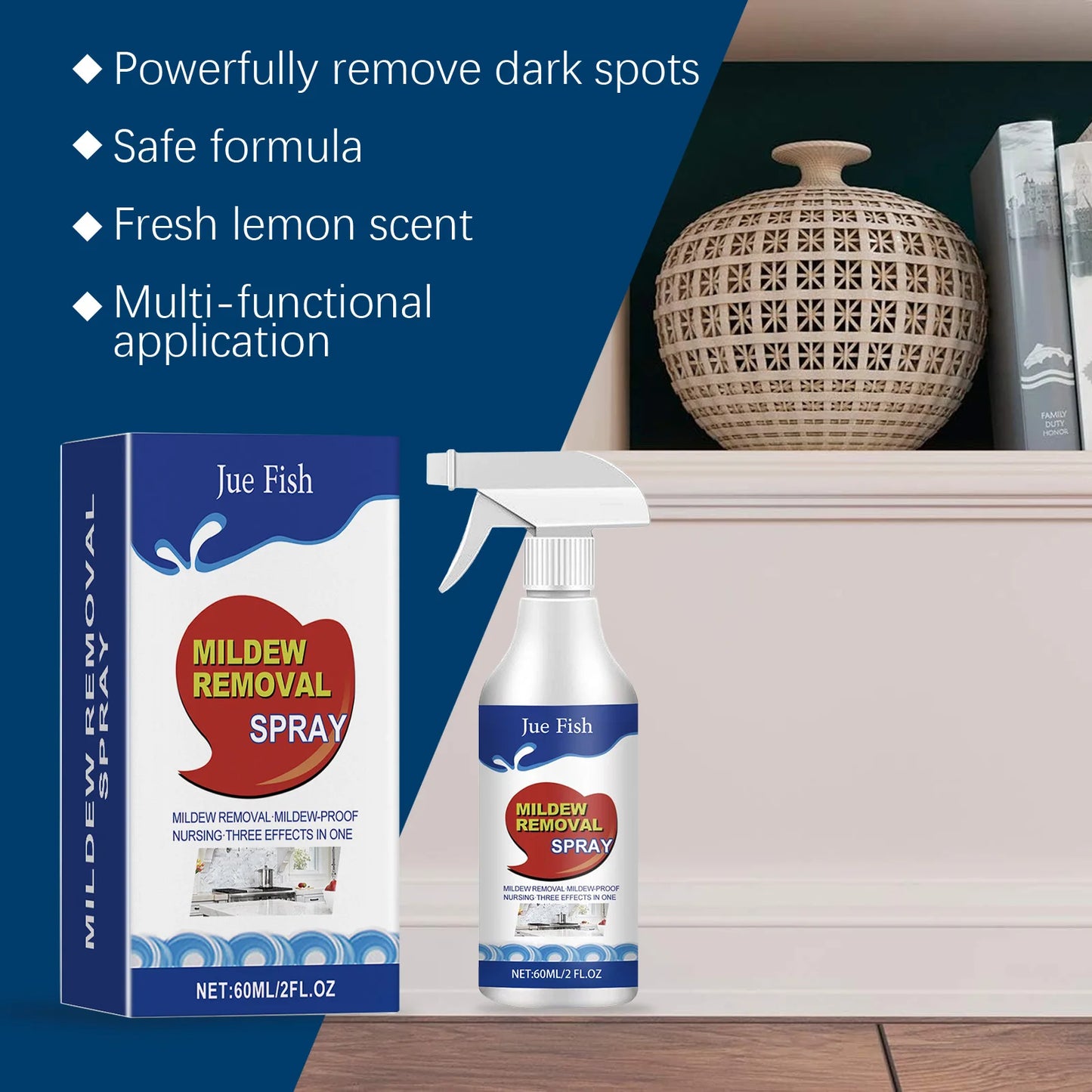 Household Mold Remover Room Kitchen Living Room Mold Remover Odor Remover Refrigerator Seal Aromatic Mold Remover Cleaner 60ml