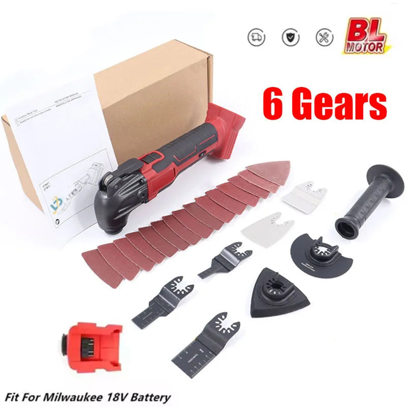 Electric Oscillating Multi Function Tool 6 Gears Cordless Vibration Trimmer Cutting Saw Power Tools For Milwaukee 18V Battery