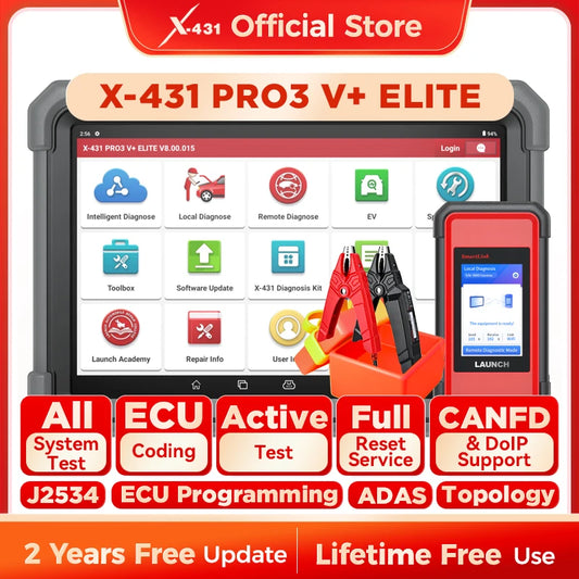 X-431 PRO3 V+ ELITE LAUNCH J2534 Programming Car Diagnostic Tool Automotive Scanner Autoscan Diagnosis Scan 2 Years Free Update