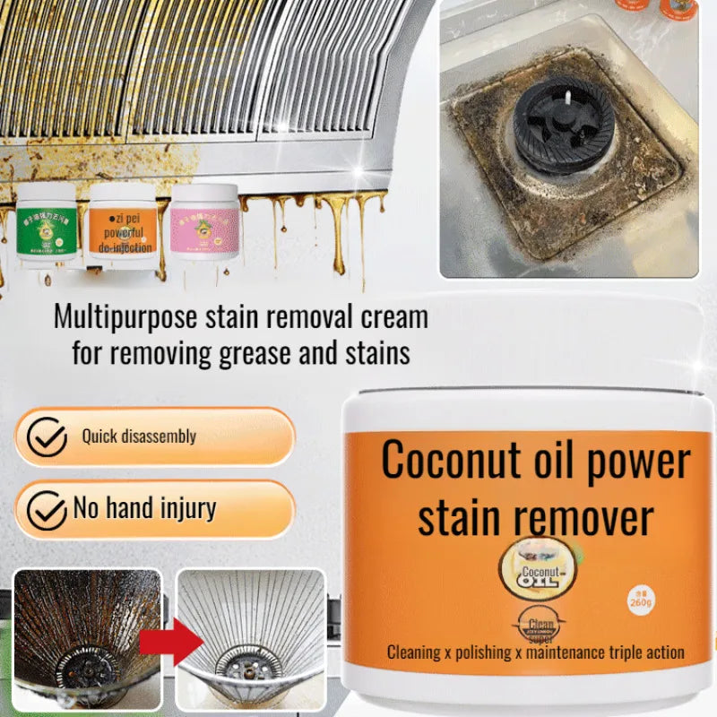 Household Coconut Oil Power Stain Remover Stainless Steel Cookware Polishing Cleaner Multi-Purpose Strong Decontamination Paste