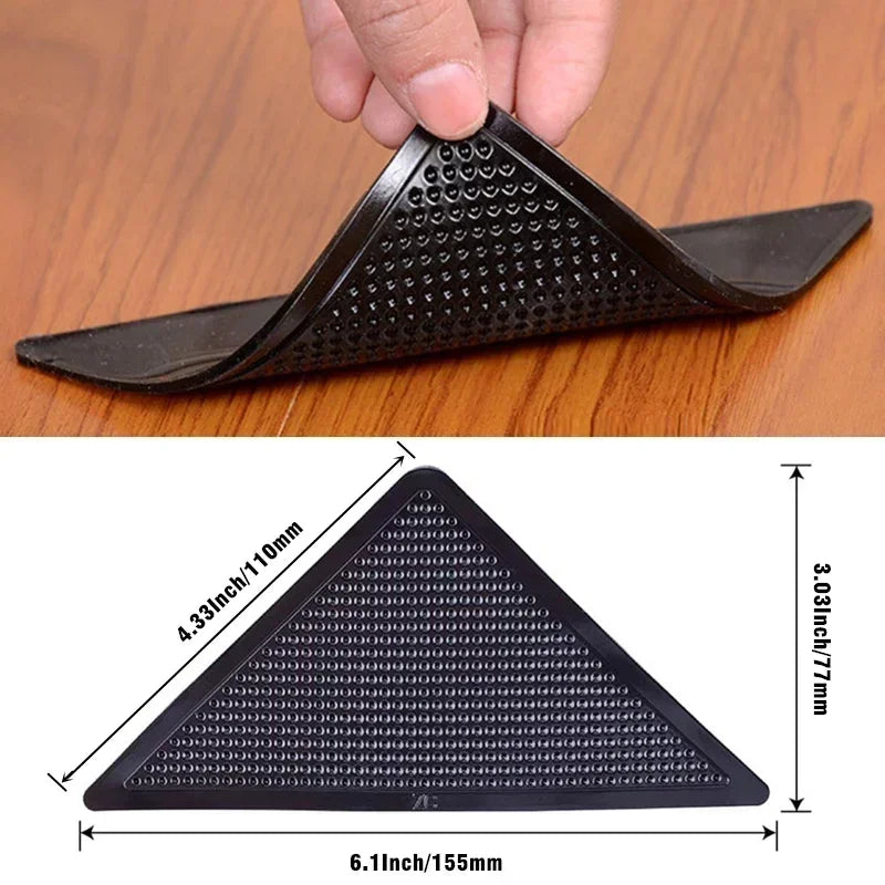 4/12pcs set Triangle Washable Rug Gripper Anti-slip Reusable Rubber Mat Non Slip Patch Tape for Tile Floors Carpets Corners Pad