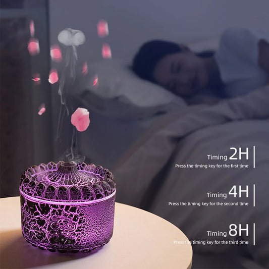 USB Jellyfish Aromatherapy Air Humidifier Electric Table Diffuser with Volcano Crack Light for Home Office Decorative Humidifi