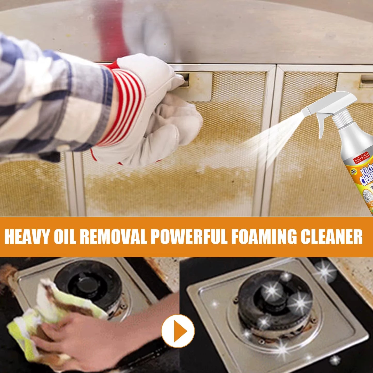 Heavy Oil Bubble Spray Cleaner Powerful Stains Remover Foam Cleaner for Grills Ovens Cooktop Kitchen Magic Household Degreaser