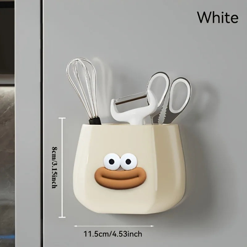 1pc Multifunctional Magnetic Storage Box, Pen Holder & Organizer W/Stickers for Home Office Desk , Pencils Tools Accessories