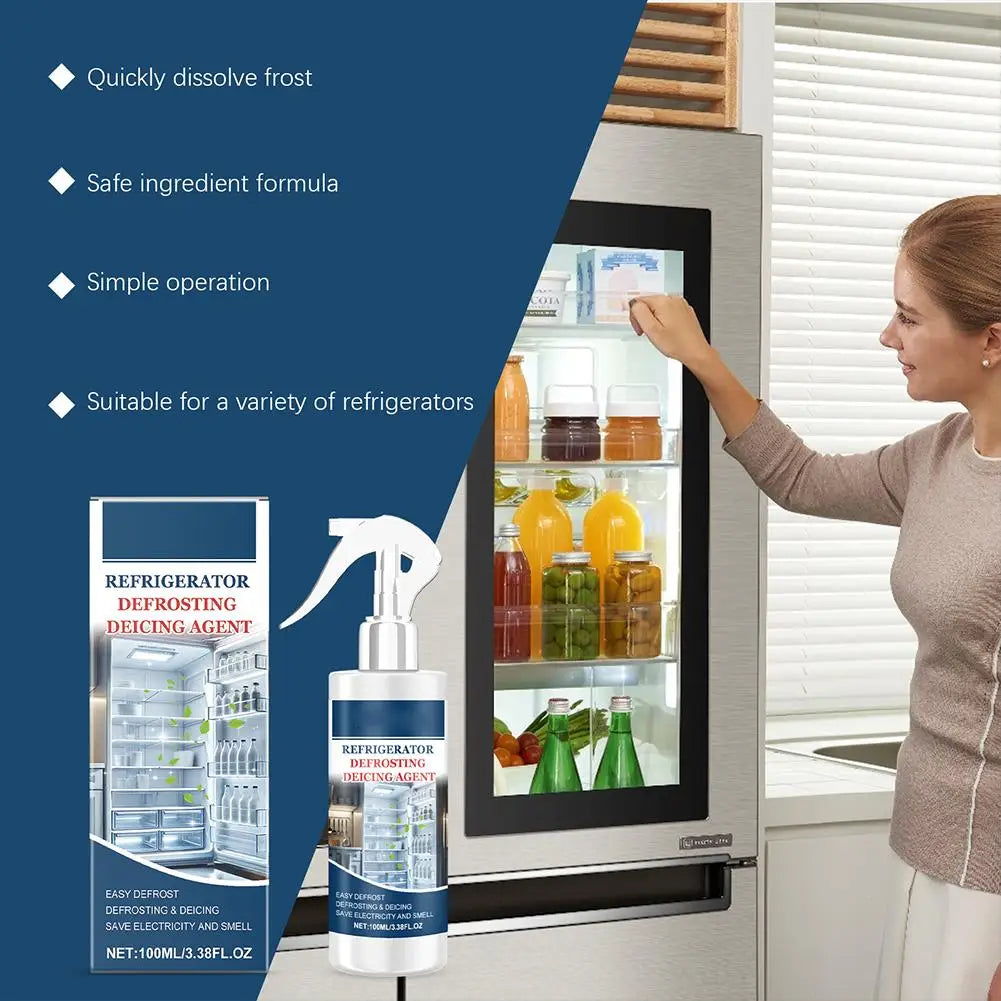 Refrigerator Deicer Ice Melting Spray Freezer Defrost Solution Anti Frost Formula Fast Acting Cleaner Home Appliance Care