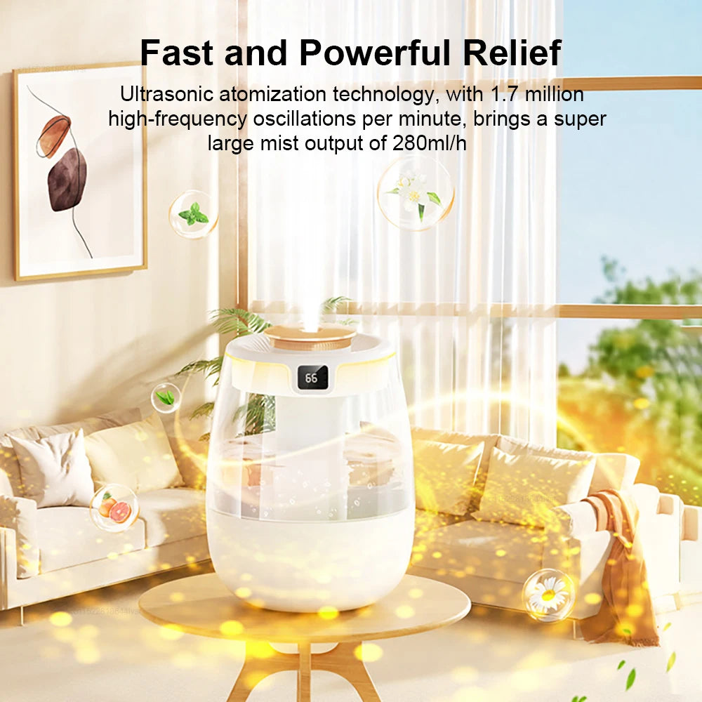 Air Humidifier 1.3L Large Capacity Humidifier USB Double Spray Port Aroma Humidifier Home Essential Oil Diffuser with NightLight