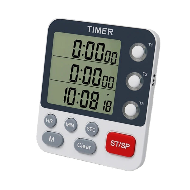 Digital Dual Kitchen Timer 3 Channels Count UP/Down Timer Cooking Timer Stopwatch Large Display Adjustable Volume