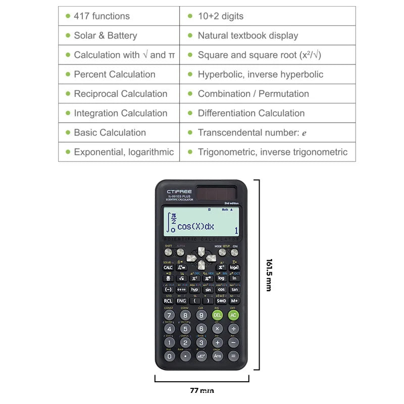 Fx991esplus2nd Function Scientific Calculator Matrix Complex Number Equation Solver Office Electronics Admin Financial Equipment
