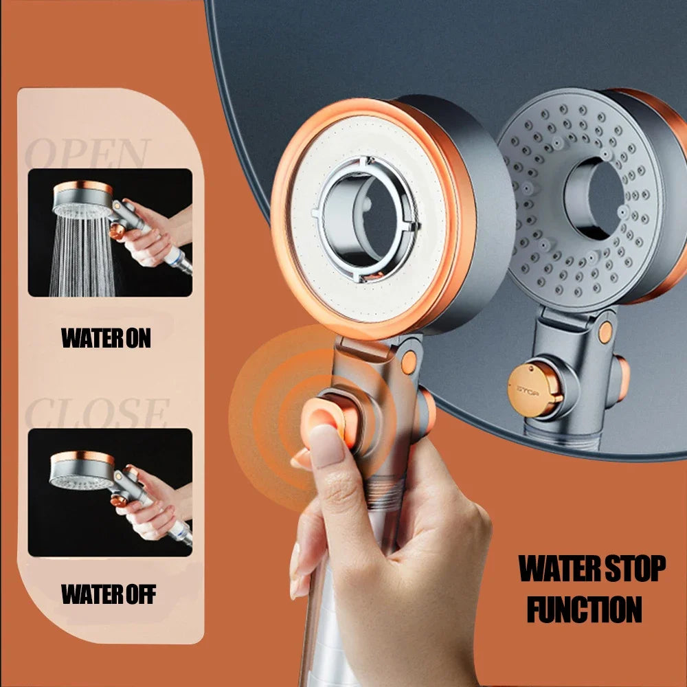double-sided unique shower head bathroom 3 kinds of spray water-saving filter round rainfall adjustable nozzle booster sprayer