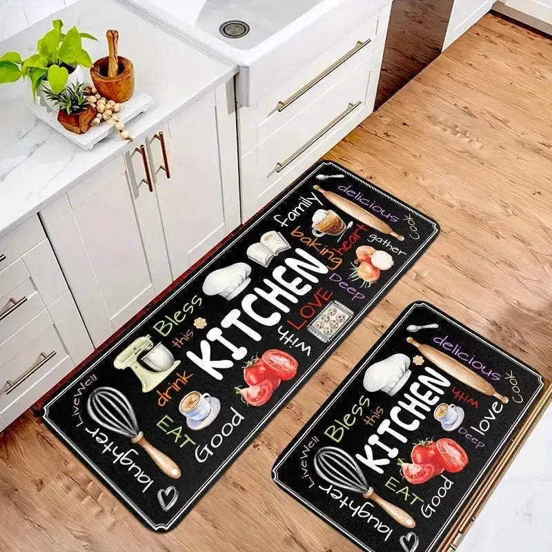 VIKAMA 2/3-piece Kitchen Appliance Floor Mat Anti-Slip, Soft and Comfortable, Dining Room Entrance Carpet Mat, Home Decoration