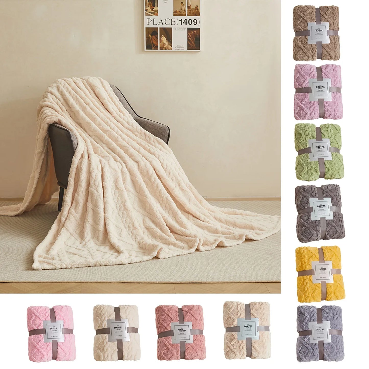 51x 63 Inches Thickened Towel Taffeta Solid Color Blanket Coral Velvet Flannel Blanket Thickened Cover Blanket Gift Blanket Home