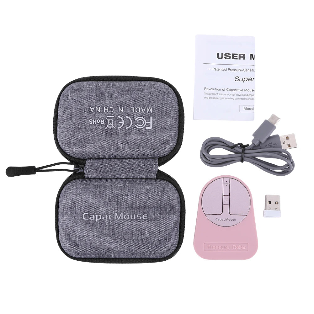 Wireless Mice 3 Adjustable DPI Mini Capacitive Mouse 3 Mode BT 5.2/2.4G/USB with USB Receiver for PC Laptop Notebook Desktop