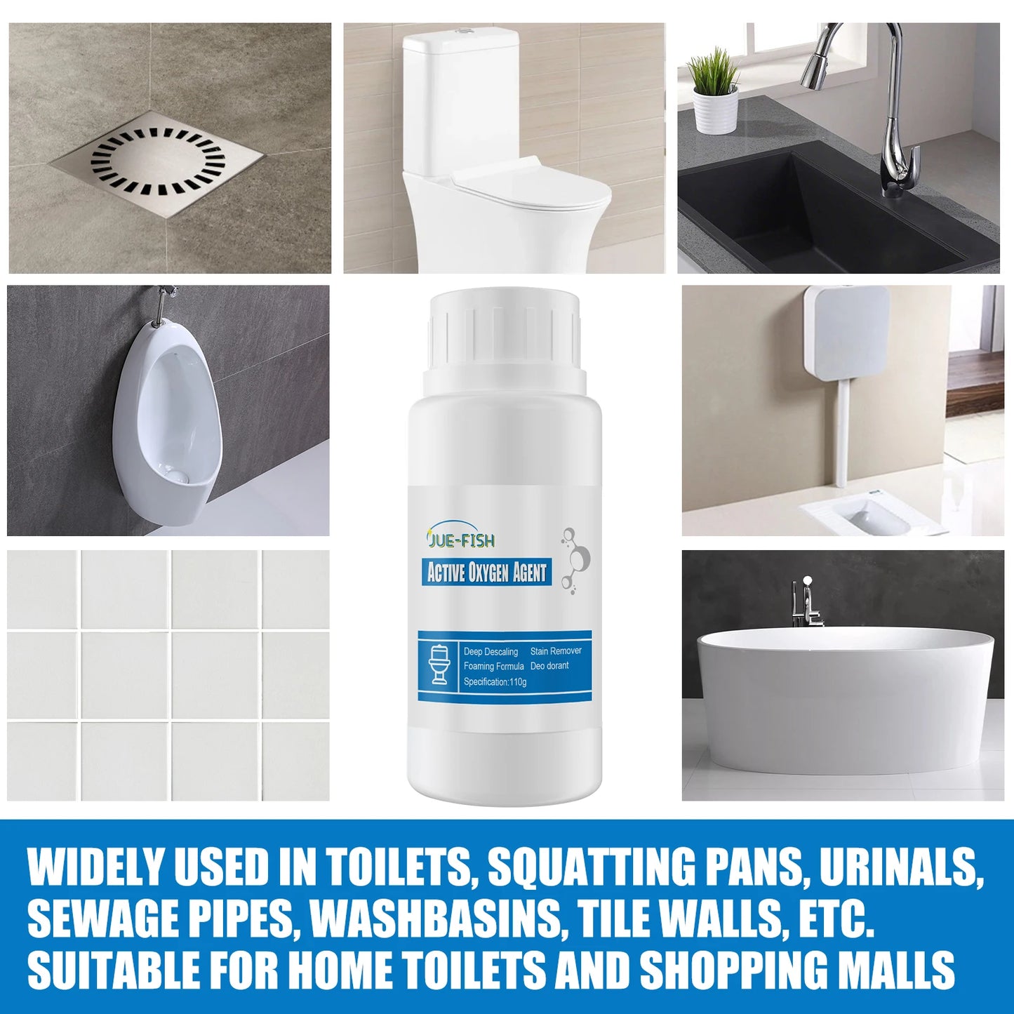 Toilet Oxygen Cleaner; Home Toilet Cleaning Agent; Bathroom Stain and Scale Remover