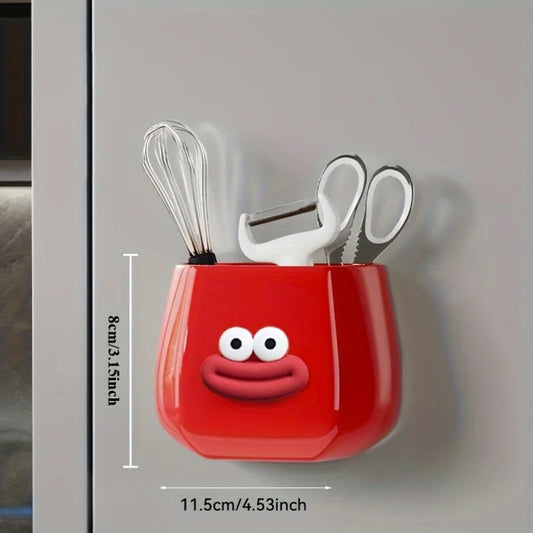 1pc Multifunctional Magnetic Storage Box, Pen Holder & Organizer W/Stickers for Home Office Desk , Pencils Tools Accessories