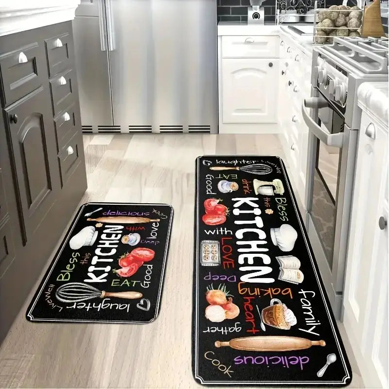 VIKAMA 2/3-piece Kitchen Appliance Floor Mat Anti-Slip, Soft and Comfortable, Dining Room Entrance Carpet Mat, Home Decoration