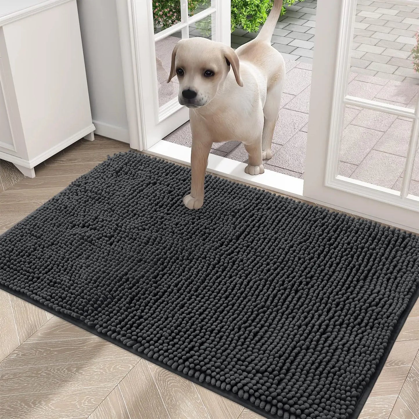 Olanly Dogs Entry Indoor Door Mat Dirt Absorbent Non-Slip Washable Mat Quick Dry Microfiber Mud Mat Dog Door Mat For Muddy Paws