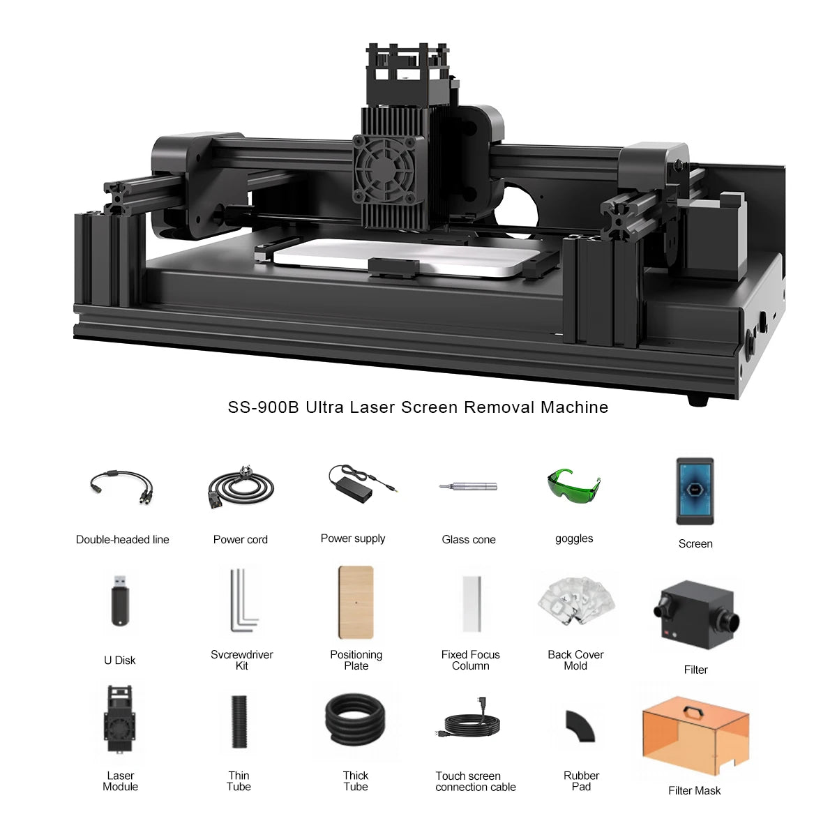 AENBUSLM SS900B Ultra 10W Laser Screen Removal Machine Can Remove Rear Glass, Brackets, and other Components in Different Colors