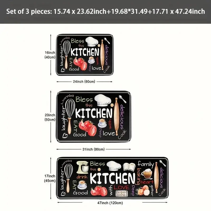 VIKAMA 2/3-piece Kitchen Appliance Floor Mat Anti-Slip, Soft and Comfortable, Dining Room Entrance Carpet Mat, Home Decoration