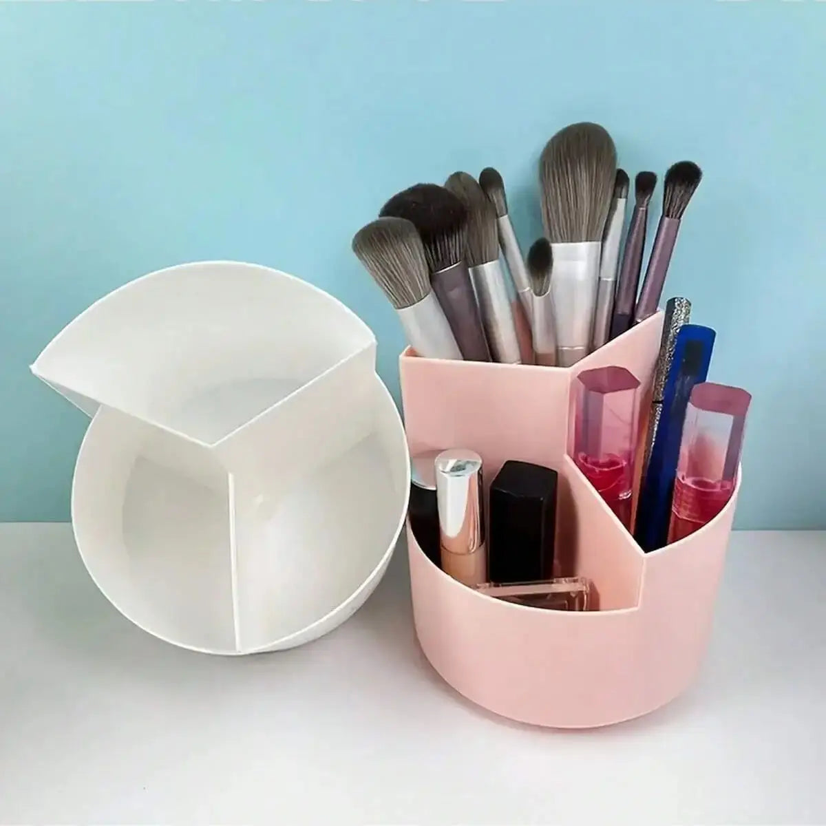 1pc 360° Degree Rotatable Pen Holder, Large Capacity Desktop Bucket, Desk Storage Organizer Box, Desktop Decor