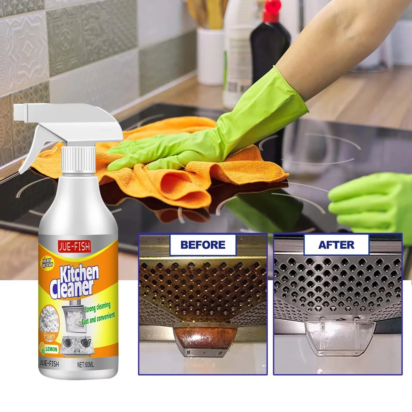 Heavy Oil Bubble Spray Cleaner Powerful Stains Remover Foam Cleaner for Grills Ovens Cooktop Kitchen Magic Household Degreaser