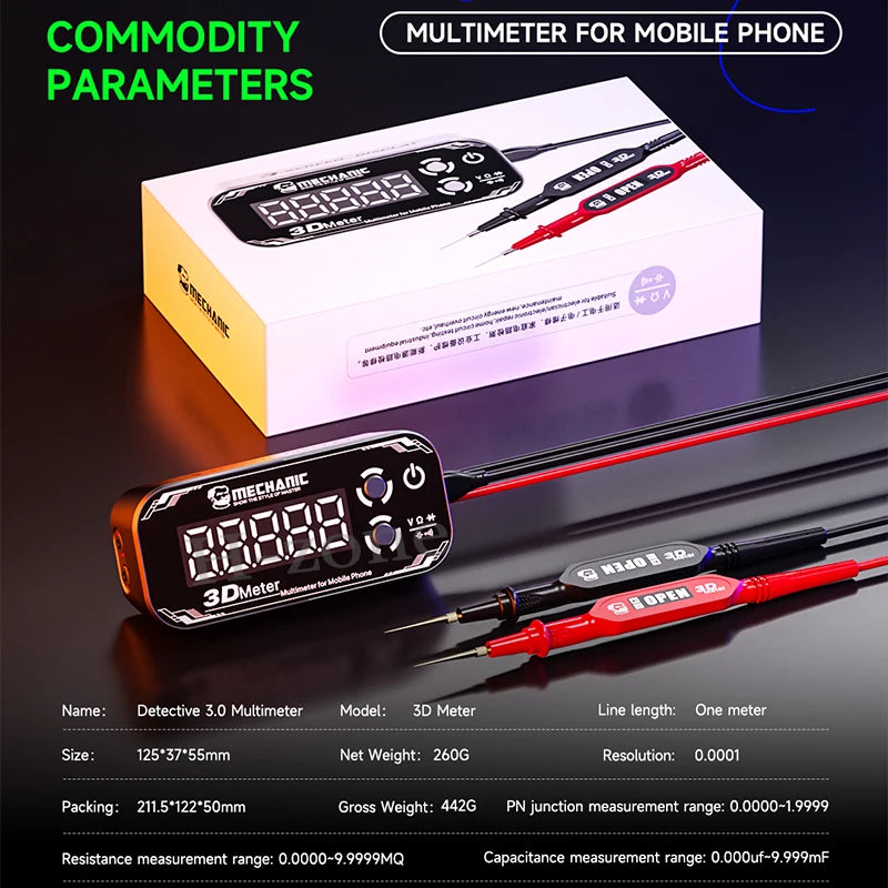 MECHANIC 3D Meter Vision Pen SHERLOCK V3.0 Inspection Car Digital Smart Multimeter Test with LCD Internal Screen Display Tool