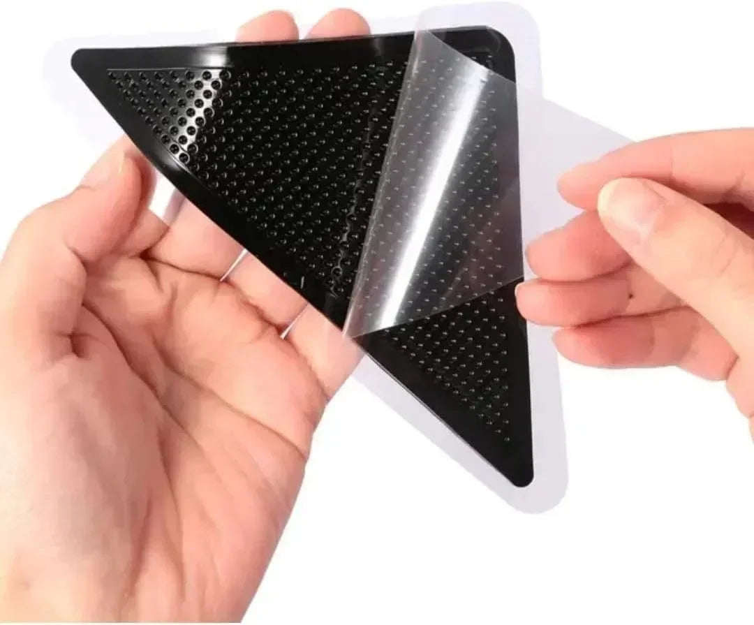 4/12pcs set Triangle Washable Rug Gripper Anti-slip Reusable Rubber Mat Non Slip Patch Tape for Tile Floors Carpets Corners Pad