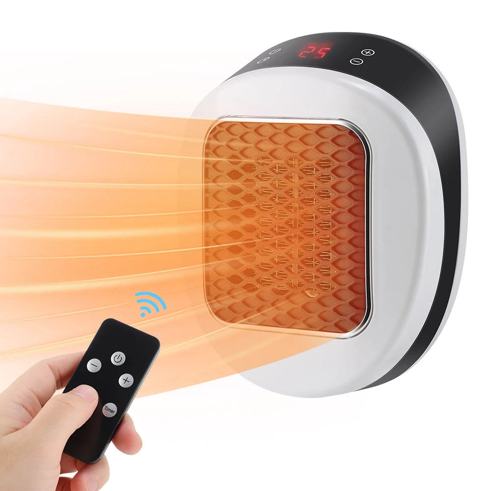 600W Portable Electric Heater Plug in Wall Space Heater Remote Wall Outlet with Timer Warmer Machine Fast Warming Room Heater