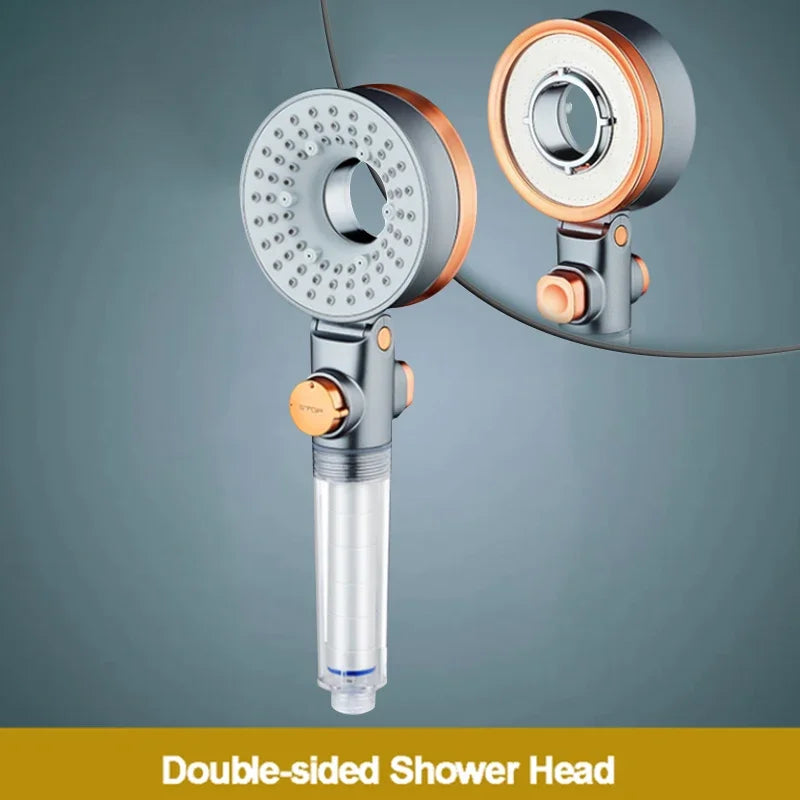 double-sided unique shower head bathroom 3 kinds of spray water-saving filter round rainfall adjustable nozzle booster sprayer