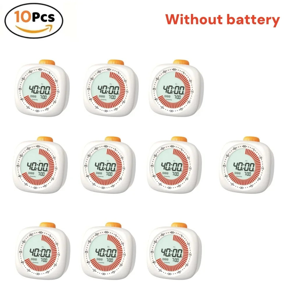 Pomodoro Digital Visual Timer with 3 Alarm Clock, All In One 60min Study Kitchen Shower Blacknight Cute Timer, Time Manager Tool