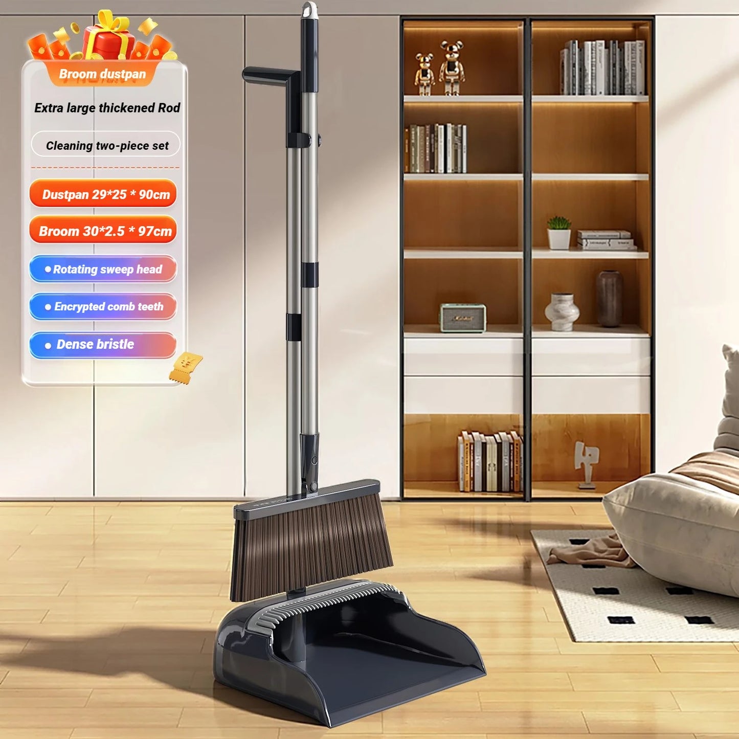 JOYBOS 30cm Broom Dustpan Set 180 Rotate Sweep Floor Brush For Home Office Living Room Garbage Shovel Broom Cleaning Tool