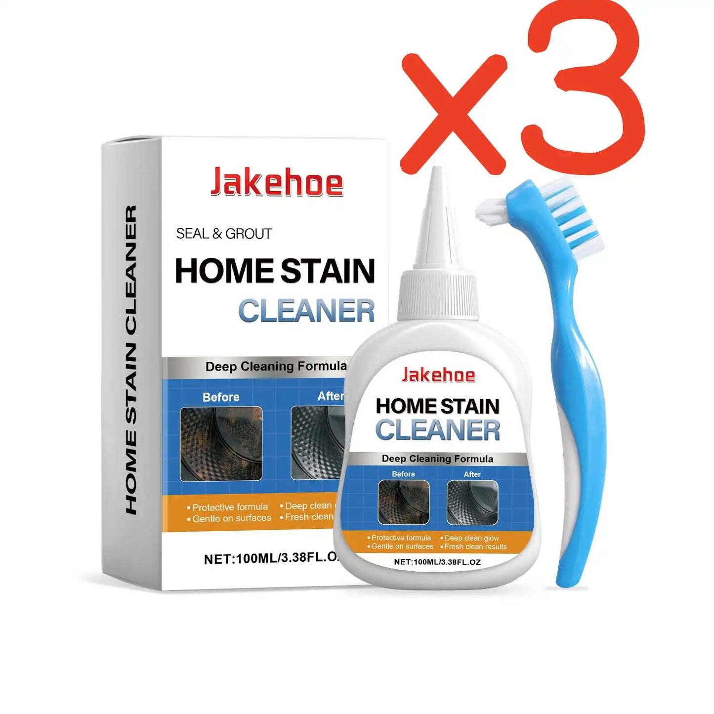 JAKEHOE Household Stain Remover Gel Heavy Duty Washing Machine Cleaner with Brush Shower Bathroom Sink All-Purpose Cleaning Gel