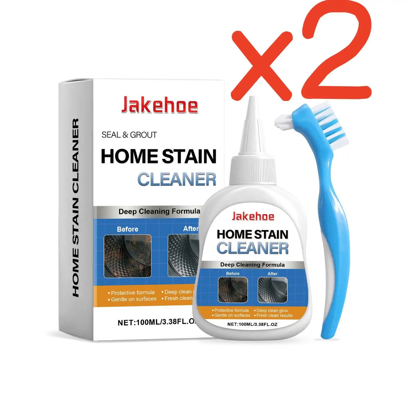 JAKEHOE Household Stain Remover Gel Heavy Duty Washing Machine Cleaner with Brush Shower Bathroom Sink All-Purpose Cleaning Gel