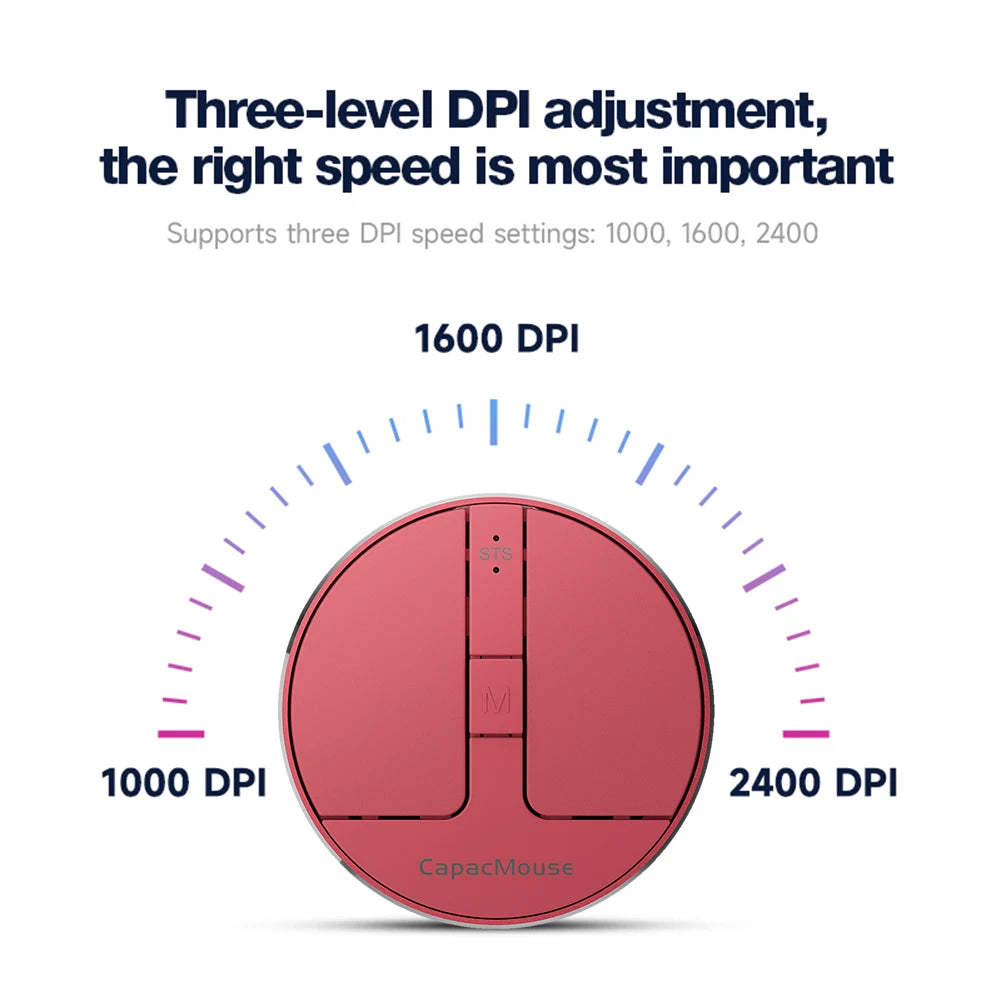 Ultra Thin Wireless Computer Mouse 3 Adjustable DPI Mini Capacitive Mouse Cordless Mice with USB Receiver for Laptop PC Computer