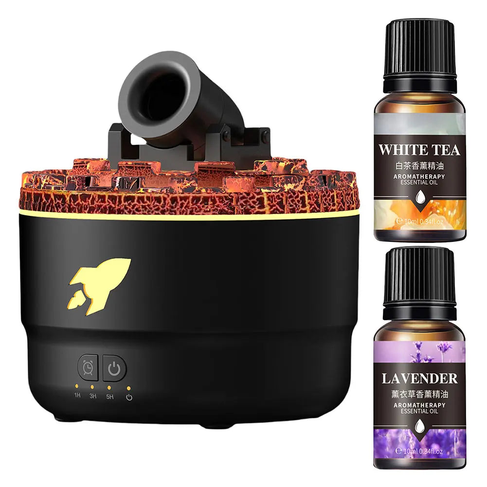 Aroma Diffuser Air Humidifier LED Lighting Simulation Volcanic Crack Fragrance Machine Cannon Blast Turret Aroma Car Purifier