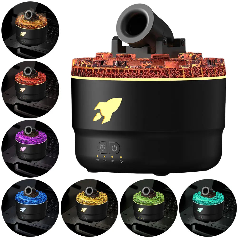 Aroma Diffuser Air Humidifier LED Lighting Simulation Volcanic Crack Fragrance Machine Cannon Blast Turret Aroma Car Purifier