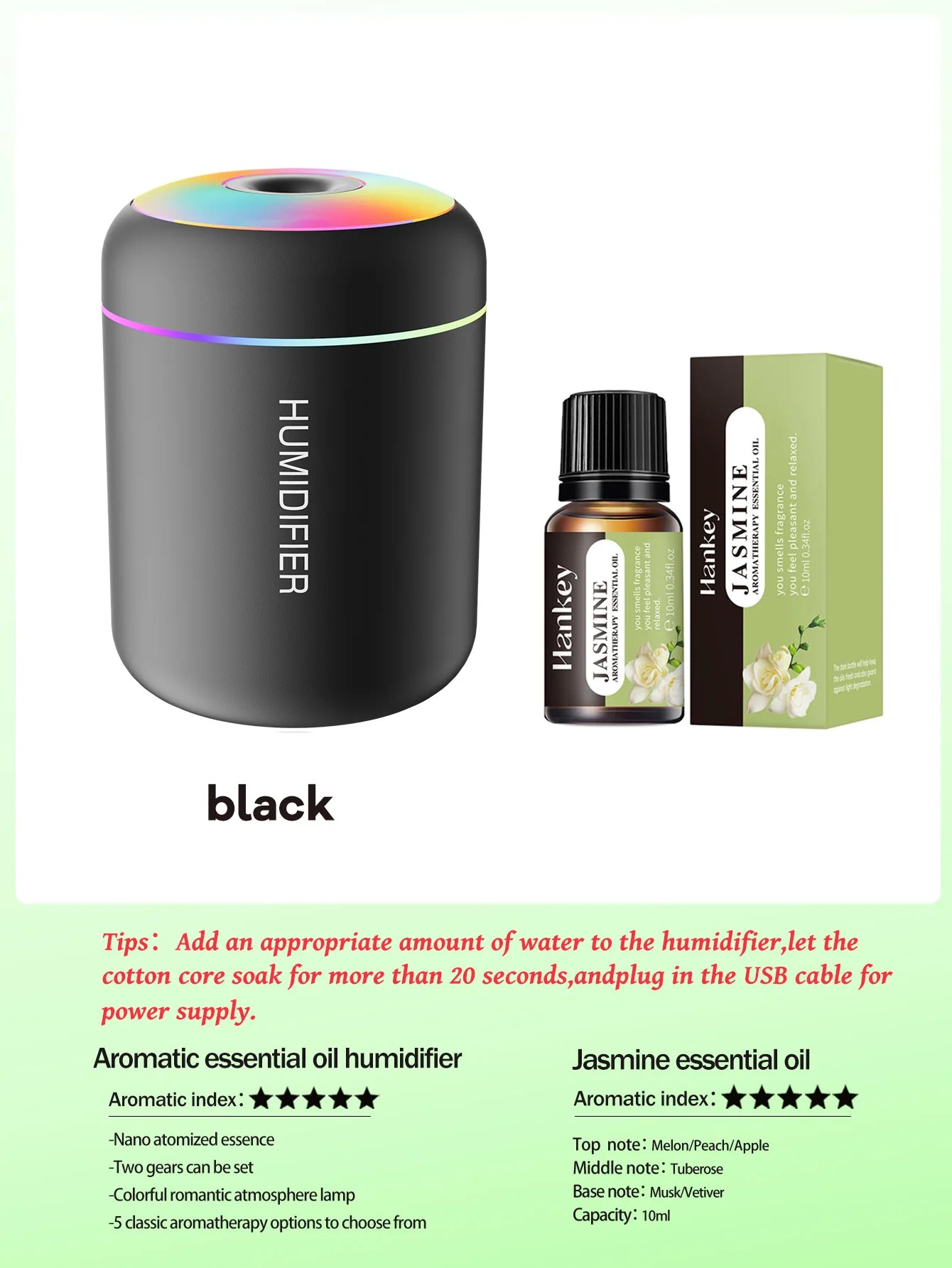 180ML Mini Air Humidifier USB Electric Aroma Diffuser Essential Oil Purifier Aromatherapy Mist Maker Lights For Car Home Bedroom