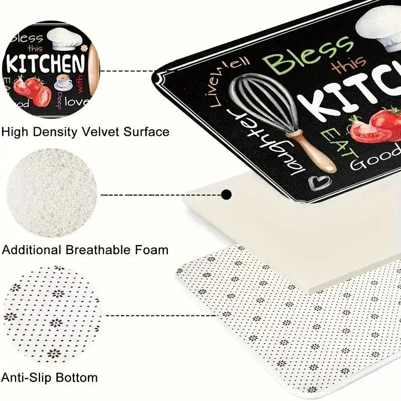VIKAMA 2/3-piece Kitchen Appliance Floor Mat Anti-Slip, Soft and Comfortable, Dining Room Entrance Carpet Mat, Home Decoration
