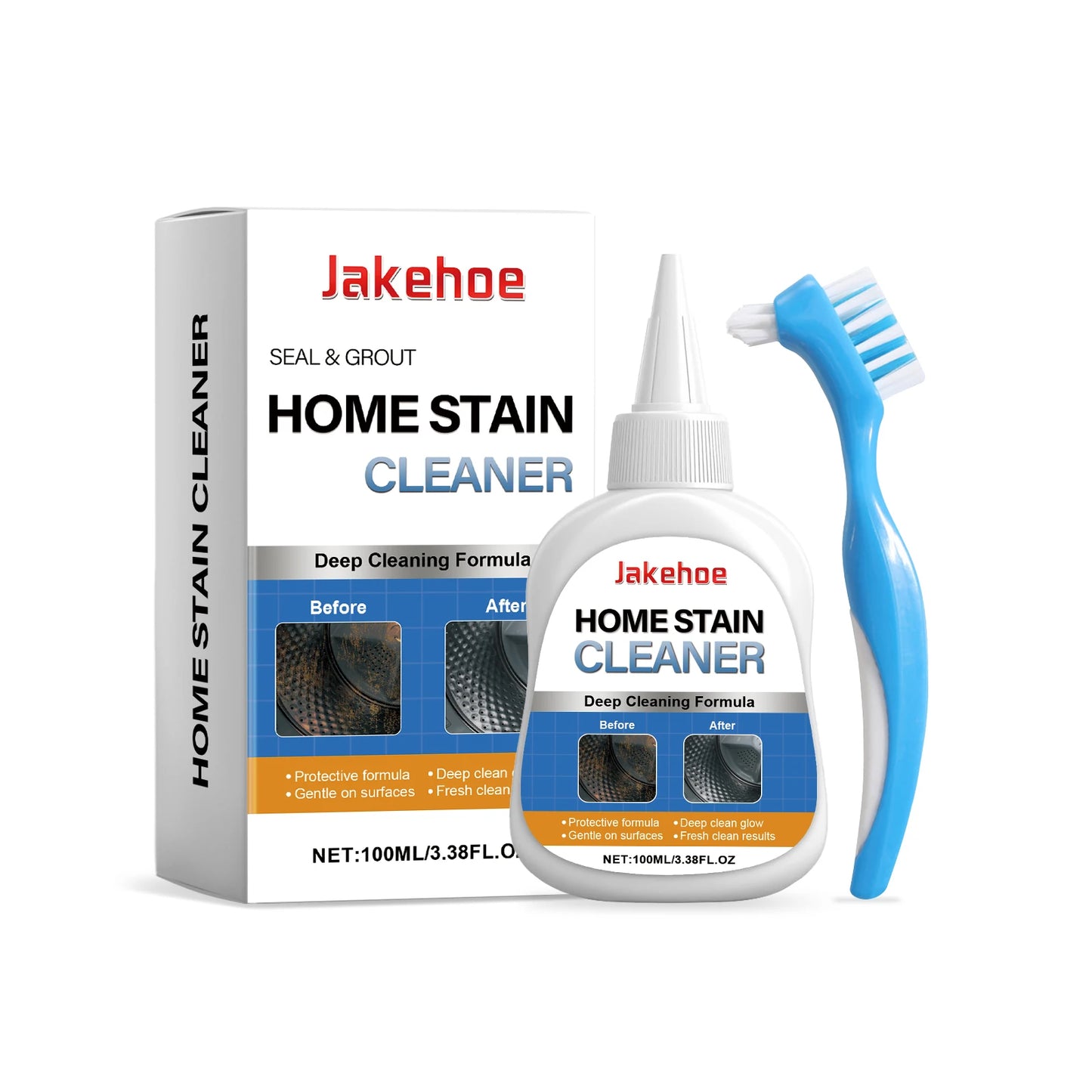 JAKEHOE Household Stain Remover Gel Heavy Duty Washing Machine Cleaner with Brush Shower Bathroom Sink All-Purpose Cleaning Gel