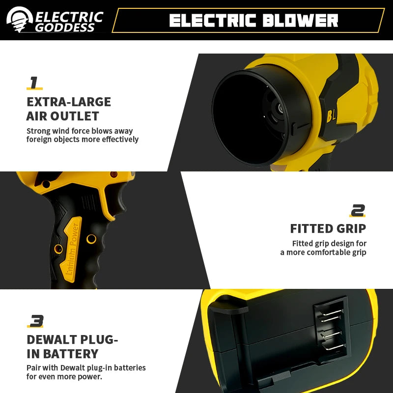 EDOG Brushless Electric Turbo Blower Long Tube Blower Jet Fan Handheld Leaf Blowing Snow Tool for Dewalt 20v Battery Pin