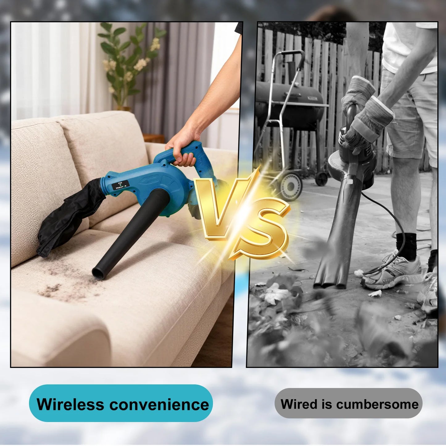 Brushless Electric Blade Blower Handheld Turbo Blower Multifunctional Blade and Snow Removal Tool with Battery
