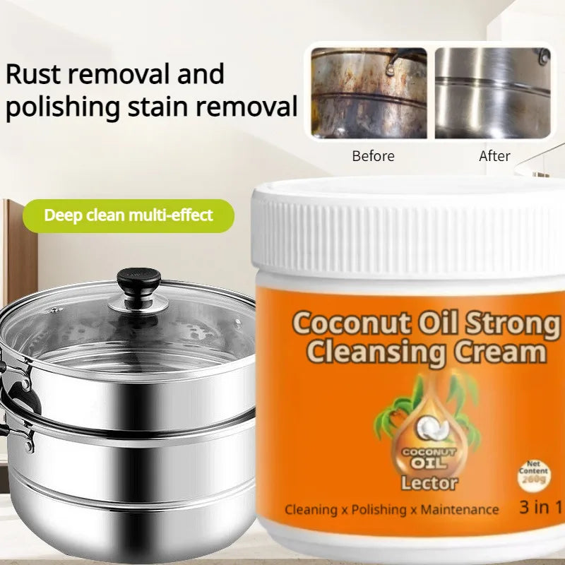Household Coconut Oil Power Stain Remover Stainless Steel Cookware Polishing Cleaner Multi-Purpose Strong Decontamination Paste