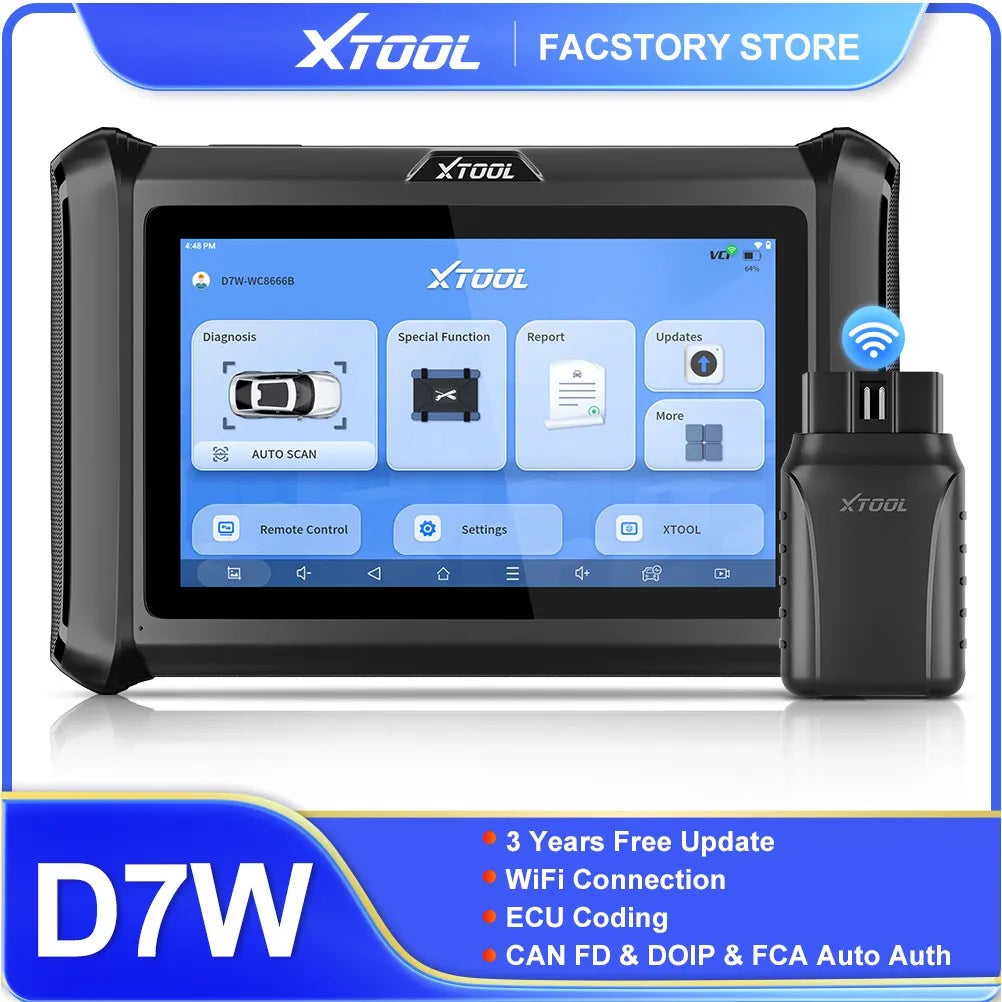XTOOL D7W Bluetooth Diagnostic Tool All System Automotive Scanner Bi-Directional Control ECU Online Code Built in CAN FD DOIP