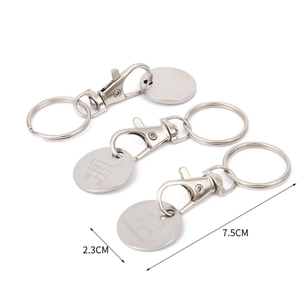 6pcs With Carabiner Hook Trolley Coin Keyring Metal Practical Shopping Cart Token Holder Universal Portable